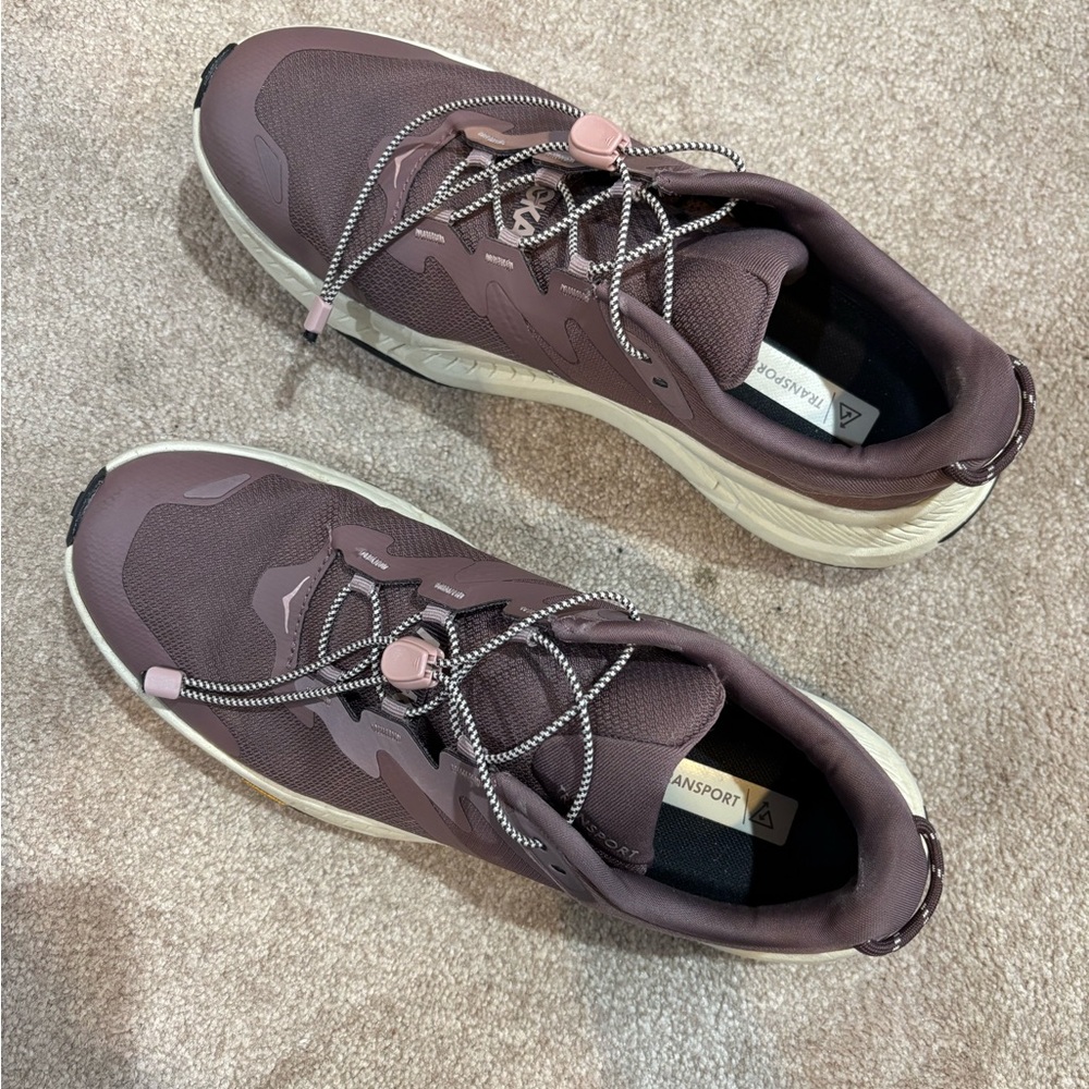 Hoka Brown and Cream Athletic Shoes with Supportive Midsole